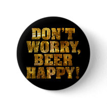 Beer Happy Black Button