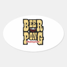 Beer Pong Champion Oval Stickers