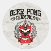 Beer Pong Champion Round Stickers