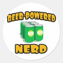 Beer-Powered Nerd Round Stickers