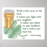 Beer & Shamrock/Irish Saying Poster posters