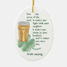 Beer & Shamrock/Irish Saying (St Patrick's Day) Christmas Tree Ornaments