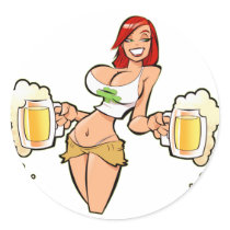 BeerRedhead Round Stickers