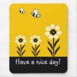 Bees And White Flowers on Mousepads (Yellow )