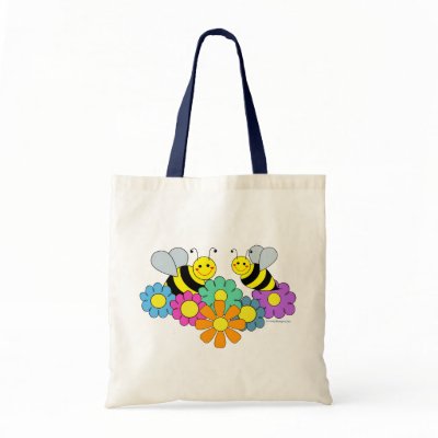 Bees & Flowers Tote Bag by ironydesigns