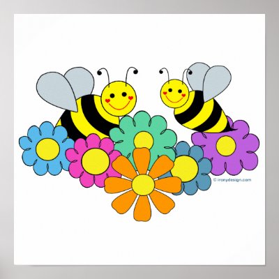 Bees & Flowers Poster by ironydesigns