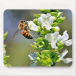 Bees Pollenating Basil Mouse Pad