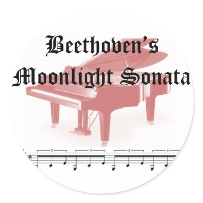 beethovens moonlight sonata  gifts round sticker by gailg1957