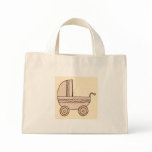 Beige Baby Pram. On spotty background. Bags