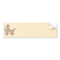 Beige Baby Pram. On spotty background. Bumper Stickers