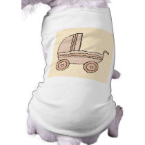 Beige Baby Pram. On spotty background. Dog Clothes