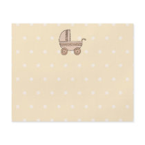 Beige Baby Pram. On spotty background. Full Color Flyer