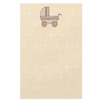 Beige Baby Pram. On spotty background. Personalised Flyer