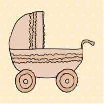 Beige Baby Pram. On spotty background. Photo Sculptures