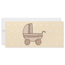 Beige Baby Pram. On spotty background. Rack Card Template