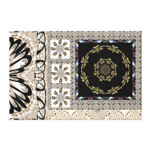 Beige Black Collage Wrapped Canvas Stretched Canvas Prints