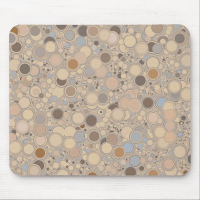 Beige Brown and Blue Random Circles Mousepad by Gingezel