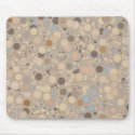 Beige Brown and Blue Random Circles Mousepad