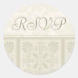 Beige Floral Elegant RSVP Envelope Seals Stickers