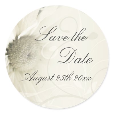 Beige Floral Elegant Save the Date Envelope Seals Round Stickers by DreamingMindCards