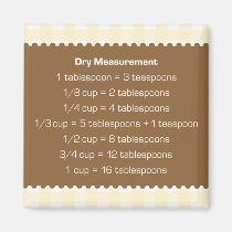 Beige gingham dry measure chart kitchen helper magnets