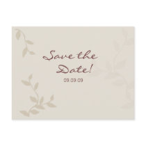 Beige Leaves Save the Date Postcard
