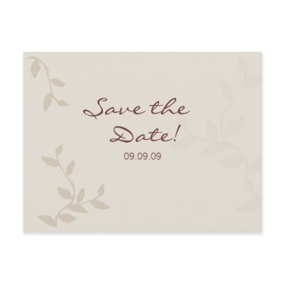 Beige Leaves Save the Date Postcard by BestCards