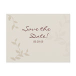 Beige Leaves Save the Date Postcard