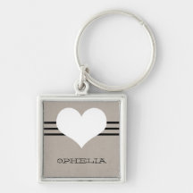 Beige Modern Heart Premium Keychain