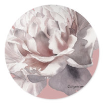 Beige Pink Peony Wedding Envelope Seals Round Sticker