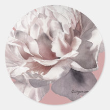 Beige Pink Peony Wedding Envelope Seals Round Sticker