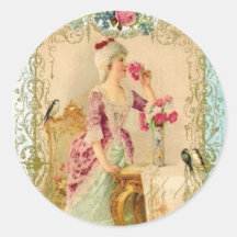 Beige Rococo Envelope Seal Round Sticker