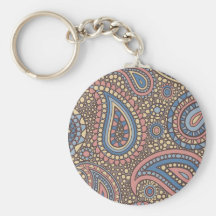 Beige Rose Paisley Keychains