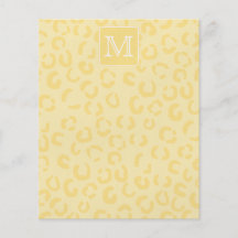 Beige Yellow Leopard Print. Custom Monogram. Full Color Flyer