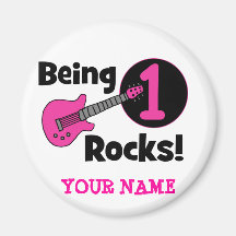 Being 1 Rocks! with Pink Guitar Fridge Magnet