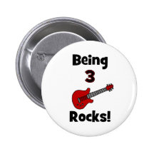Being 3 Rocks! With Guitar Rockstar Rocker Pinback Buttons