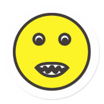 beissender smilie biting runde aufkleber