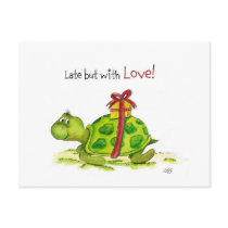 Belated Birthday Turtle - Late but with Love Post Cards