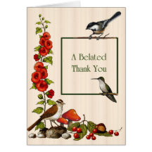 Belated Thank You: Birds, Flowers, Nature, Garden Card