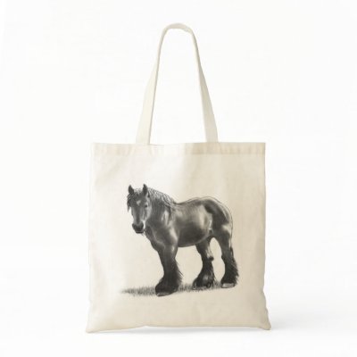 Belgian Draught   Horse Pencil Drawing: Realism Canvas Bags by joyart