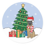 Belgian Malinois and Christmas Tree Sticker