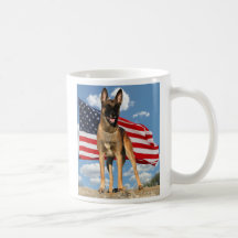 Belgian Malinois w Flag and Sky Mug