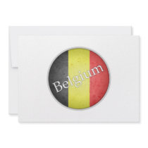 Belgium Round Grunge Flag Badge Invites
