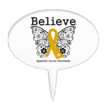 Believe - Appendix Cancer  Butterfly Cake Picks