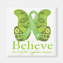 Believe Butterfly - Non-Hodgkins Lymphoma Fridge Magnet