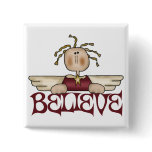 Believe Christmas Angel Button