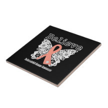 Believe - Endometrial Cancer Butterfly Ceramic Tile