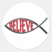 Believe Fish- Red Stickers