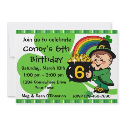Believe In Leprechauns Birthday Party Invitation by pinkinkart