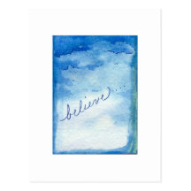 Believe Inspirational Watercolor Painting Post Card